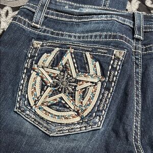 Miss Mee Blue Jeans with Star Design size 31 ankle skinny
